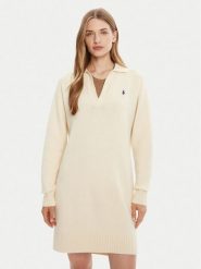 Polo Ralph Lauren Sukienka dzianinowa 211A91143003 Biały Slim Fit. Białe sukienki damskie Polo Ralph Lauren, bez wzorów, z dzianiny, bez ramiączek. Za 1,439.00 zł.