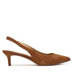 Szpilki LAUREN RALPH LAUREN. Brązowe szpilki damskie Lauren Ralph Lauren, bez wzorów, bez obcasa, na szpilce, bez zapięcia. Za 689.99 zł.