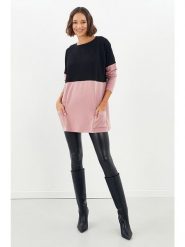 Milan Kiss Sweter "Kihanne" w kolorze czarno-jasnoróżowym rozmiar: S. Czarne swetry klasyczne damskie Milan Kiss, s, bez kołnierzyka. Za 91.99 zł.