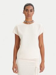 Patrizia Pepe Bluzka 8C0848/A701-W409 Écru Regular Fit. Bluzki damskie Patrizia Pepe, bez wzorów, z syntetyku, bez kołnierzyka, bez ramiączek. Za 829.99 zł.