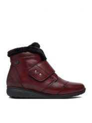 Rieker Botki CEO-47268-35 Bordowy. Czerwone botki damskie Rieker, ze skóry, bez obcasa, na płaskiej podeszwie, bez zapięcia. Za 439.99 zł.