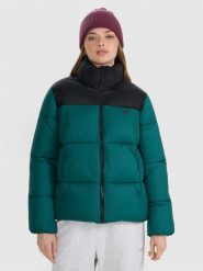 4F Kurtka puchowa z wypełnieniem syntetycznym damska - zielona M. Zielone kurtki damskie 4F, na zimę, m, bez wzorów, z dzianiny, bez kaptura. Za 349.99 zł.