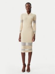 Patrizia Pepe Sukienka dzianinowa 8A1420/K078-B814 Beżowy Slim Fit. Brązowe sukienki damskie Patrizia Pepe, bez wzorów, z dzianiny, bez ramiączek. Za 969.99 zł.