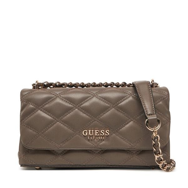 Torebka Guess. Brązowe torebki wieczorowe damskie Guess, z aplikacjami, bez dodatków. Za 299.99 zł.