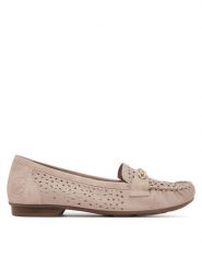 Rieker Mokasyny 40068-61 Beżowy. Brązowe mokasyny damskie Rieker, ze skóry, bez obcasa. Za 319.99 zł.