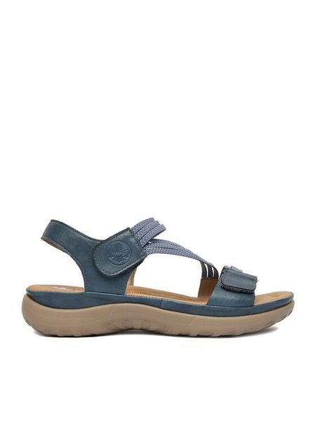 Rieker Sandały CEO-64870-14 Niebieski. Niebieskie sandały damskie Rieker, bez wzorów, ze skóry, bez obcasa, na płaskiej podeszwie, bez zapięcia. Za 319.99 zł.