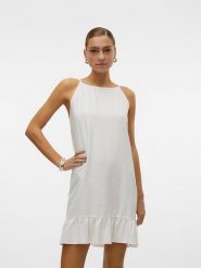 Vero Moda Sukienka "Mymilo" w kolorze białym rozmiar: L. Białe sukienki damskie Vero Moda, bez wzorów, z wiskozy, klasyczne, bez ramiączek. Za 84.21 zł.