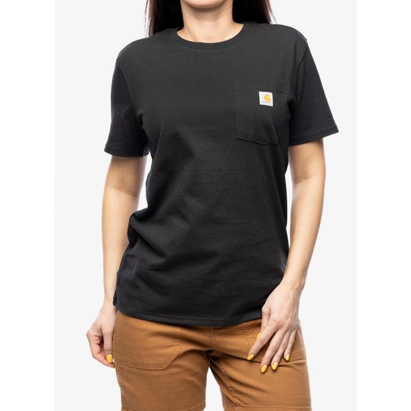 Koszulka bawełniana damska Carhartt Workwear Pocket S/S T-Shirt. Czarne koszulki sportowe damskie Carhartt, s, bez wzorów, z bawełny, bez ramiączek. Za 100.99 zł.
