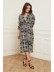 Curvy Lady Sukienka w kolorze czarno-kremowym rozmiar: 48/50. Brązowe sukienki damskie Curvy Lady, bez wzorów, z wiskozy, klasyczne, bez ramiączek. Za 162.95 zł.