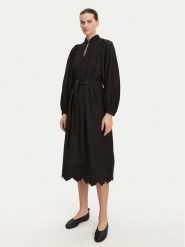 Munthe Sukienka koszulowa Fonxo 251130425130 Czarny Loose Fit. Czarne sukienki damskie Munthe, bez wzorów, z bawełny, bez ramiączek. Za 839.99 zł.