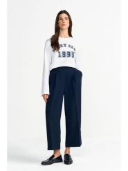 Rich & Royal Spodnie w kolorze granatowym rozmiar: 42. Niebieskie spodnie materiałowe damskie Rich & Royal, bez wzorów, z materiału. Za 274.99 zł.