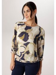 Aniston Bluzka w kolorze beżowo-czarnym rozmiar: 44. Brązowe bluzki damskie Aniston, bez wzorów, bez kołnierzyka, bez ramiączek. Za 173.99 zł.