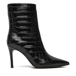 Botki Eva Minge. Czarne botki damskie Eva Minge, bez obcasa, na szpilce, bez zapięcia. Za 449.99 zł.
