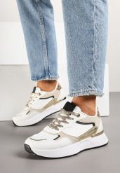 Białe Sneakersy z Panterką i Napisem Raccaria. Białe obuwie sportowe damskie Renee, bez zapięcia. Za 89.99 zł.