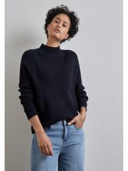 Street One Sweter w kolorze granatowym rozmiar: 44. Niebieskie swetry klasyczne damskie Street One, z bawełny, bez kołnierzyka. Za 114.17 zł.
