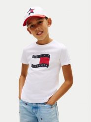 Tommy Hilfiger T-Shirt Wavy Flag KB0KB10275 Biały Regular Fit. Białe t-shirty i koszulki chłopięce Tommy Hilfiger, bez wzorów, z bawełny, bez kołnierzyka, bez ramiączek. Za 109.99 zł.