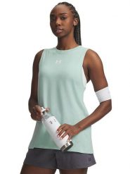 Under Armour Top sportowy "Campus Muscle Tank" w kolorze turkusowym rozmiar: L. Niebieskie koszulki sportowe damskie Under Armour, l, bez wzorów, z materiału, bez ramiączek, outdoorowe. Za 73.95 zł.