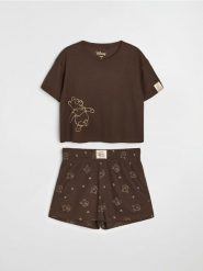 Piżama dwuczęściowa Winnie the Pooh - brązowy. Brązowe piżamy damskie Sinsay, bez wzorów, bez ramiączek. Za 49.99 zł.