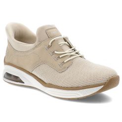 Beżowe Sneakersy Rieker Stylowe Wsuwane Obuwie Damskie. Brązowe obuwie sportowe damskie Rieker, na wiosnę, bez zapięcia, trekkingowe. Za 369.00 zł.