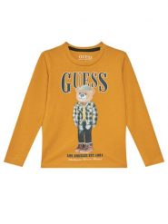 Guess Bluzka N5BI04 I3Z14 Żółty Regular Fit. Żółte t-shirty i koszulki chłopięce Guess, z aplikacjami, z bawełny, bez kołnierzyka, bez ramiączek. Za 89.99 zł.