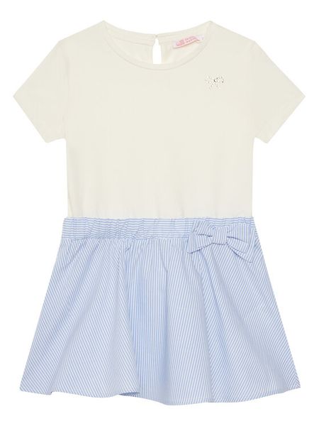 Original Marines Sukienka codzienna DFP3099CF Błękitny Regular Fit. Niebieskie sukienki dziewczęce Original Marines, bez wzorów, z bawełny, bez ramiączek, proste. Za 89.99 zł.