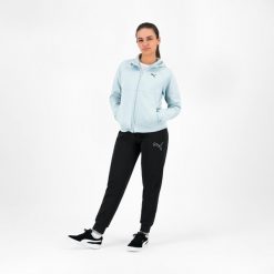 Bluza z kapturem damska Puma Gym & Pilates. Niebieskie bluzy damskie Puma, xs, bez wzorów, z bawełny, z kapturem. W wyprzedaży za 129.99 zł.