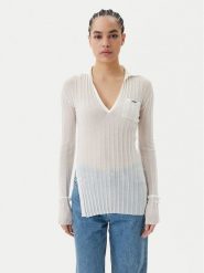 PINKO Bluzka Rex Ford Polo 105151 A2LS Biały Slim Fit. Białe bluzki damskie Pinko, l, bez wzorów, z bawełny, bez kołnierzyka, bez ramiączek. W wyprzedaży za 659.99 zł.