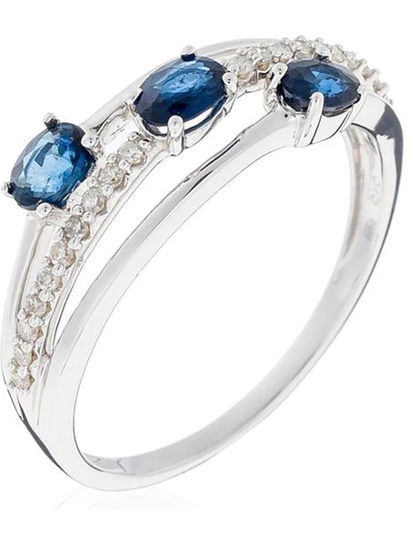 DIAMANTA Złoty pierścionek "Trio de Saphir" z diamentami i szafirem rozmiar: 48. Niebieskie pierścionki damskie DIAMANTA, z diamentem, złote. Za 1,979.99 zł.