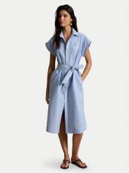 Polo Ralph Lauren Sukienka koszulowa 211A12907001 Niebieski jasny Regular Fit. Niebieskie sukienki damskie Polo Ralph Lauren, bez wzorów, z bawełny, bez ramiączek. Za 996.99 zł.