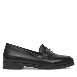 Mokasyny Rieker. Czarne mokasyny damskie Rieker, bez obcasa. Za 359.99 zł.