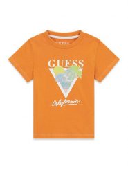 Guess T-Shirt N6GI10 K8HM4 Pomarańczowy Regular Fit. Brązowe t-shirty i koszulki chłopięce Guess, z aplikacjami, z bawełny, bez kołnierzyka, bez ramiączek. Za 84.99 zł.