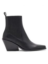 Badura Botki COIMBRA-110432 Czarny. Czarne botki damskie Badura, ze skóry, bez obcasa, na słupku, bez zapięcia. Za 399.99 zł.