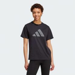 Koszulka z grafiką zwierzęcą. Czarne koszulki damskie Adidas, s, bez wzorów, z bawełny, bez kołnierzyka, bez ramiączek. Za 109.00 zł.