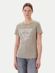 Guess T-Shirt W5YI40 I3Z14 Zielony Regular Fit. Zielone t-shirty damskie Guess, xl, z aplikacjami, z bawełny, bez kołnierzyka. Za 129.99 zł.