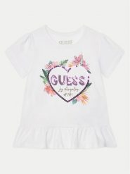 Guess T-Shirt K5GI10 K6YW4 Biały Regular Fit. Białe koszulki i t-shirty dziewczęce Guess, z aplikacjami, z bawełny, bez kołnierzyka, bez ramiączek. Za 69.99 zł.
