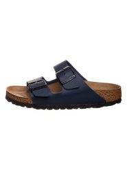 Birkenstock Klapki "Arizona" w kolorze granatowym rozmiar: 37. Niebieskie klapki damskie Birkenstock, bez wzorów, z otwartym noskiem, bez obcasa, bez zapięcia. Za 297.97 zł.