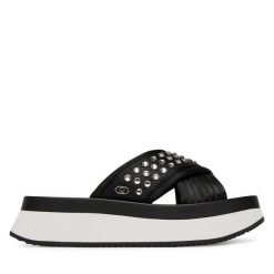 Klapki Liu Jo. Czarne klapki damskie Liu Jo, bez wzorów, bez obcasa, bez zapięcia. Za 319.99 zł.