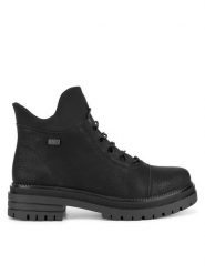 Rieker Botki Y3163-00 Czarny. Czarne botki damskie Rieker, z materiału, bez obcasa, na płaskiej podeszwie, bez zapięcia. Za 303.99 zł.