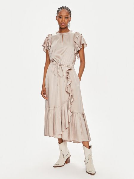 Munthe Sukienka codzienna Oxnara 242130324230 Beżowy Regular Fit. Brązowe sukienki damskie Munthe, bez wzorów, z wiskozy, bez ramiączek. Za 1,049.00 zł.