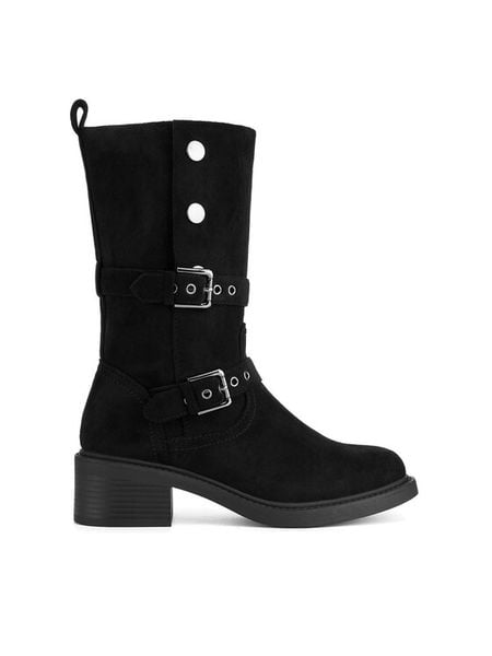 Jenny Fairy Kozaki WFA2881-1 Czarny. Czarne kozaki damskie Jenny Fairy, z materiału, bez obcasa, na słupku, bez zapięcia. Za 199.99 zł.