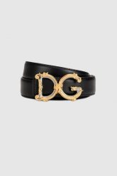 DOLCE & GABBANA Czarny pasek damski z barokową klamrą, Rozmiar 80. Czarne paski damskie Dolce and Gabbana, bez wzorów, ze skóry. W wyprzedaży za 1,729.99 zł.
