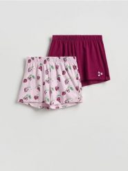 Piżamowe szorty 2 pack - lawendowy. Fioletowe piżamy damskie Reserved, bez wzorów, z bawełny, bez ramiączek. Za 55.99 zł.