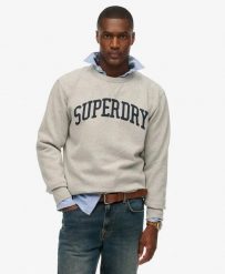 Superdry Bluza Athletic Essentials Crew 100% bawełna – Loose Fit. Szare bluzy damskie Superdry, xl, bez wzorów, z bawełny, bez kaptura. Za 374.70 zł.