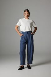 SPODNIE BARREL PABLO DENIM M - Flawless. Niebieskie spodnie materiałowe damskie Flawless, bez wzorów, z denimu. Za 589.00 zł.