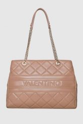 VALENTINO Beżowa pikowana shopperka Ada Shopping. Brązowe shopper bag Valentino by Mario Valentino, duże, pikowane, bez dodatków. W wyprzedaży za 338.99 zł.