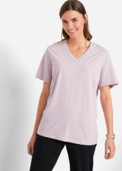 Długi T-shirt (5 szt.). Czerwone t-shirty damskie bonprix, bez wzorów, bez kołnierzyka. Za 147.99 zł.