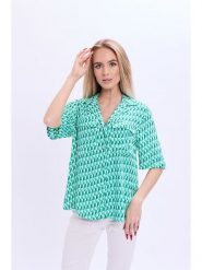 Marks & Spencer Bluzka w kolorze zielono-białym rozmiar: 47. Zielone bluzki damskie Marks & Spencer, bez wzorów, z wiskozy, bez kołnierzyka, bez ramiączek. Za 61.46 zł.