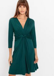Sukienka z dżerseju. Niebieskie sukienki damskie bonprix, bez wzorów, z dżerseju, bez ramiączek. Za 149.99 zł.