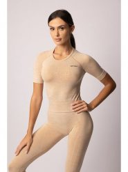 Spaio Koszulka sportowa "Melange" w kolorze beżowym rozmiar: L. Brązowe koszulki sportowe damskie Spaio, l, bez wzorów, z materiału, bez ramiączek, outdoorowe. Za 130.99 zł.