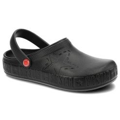 Klapki damskie Big Star, cholewka z tworzywa wsuwana konstrukcja profilowana wkładka gruba podeszwa, czarny, II275001. Czarne klapki damskie Big Star, bez wzorów, bez obcasa, bez zapięcia. Za 69.99 zł.